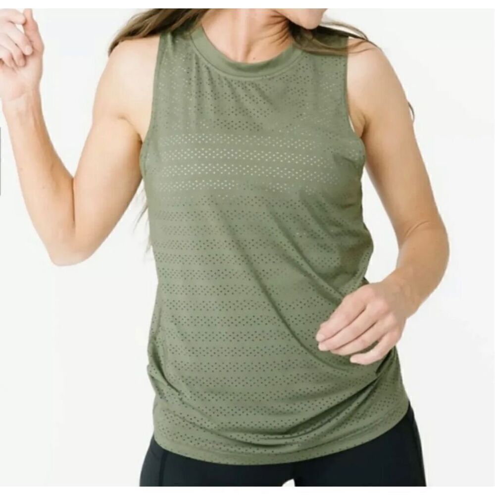 Zyia Active Olive Green Mesh Perforated Chill Tank Large